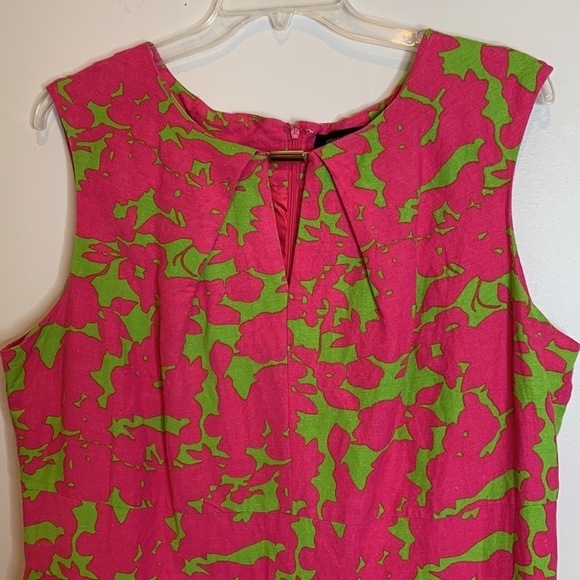 Ashley Stewart, hot pink and lime green linen Hawaiian print dress, Size 20 - Picture 4 of 6